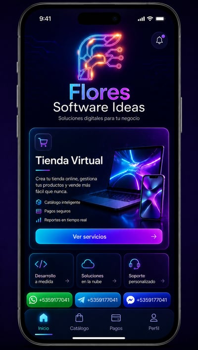 Neon digital-services poster with WhatsApp, Telegram, Messenger, and personalized support text
